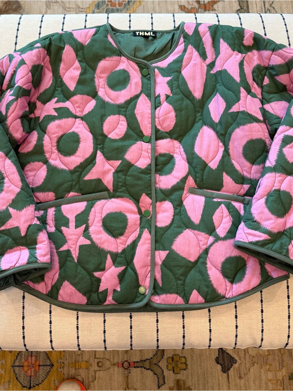THML Pink & Green Graphic Quilted Jacket